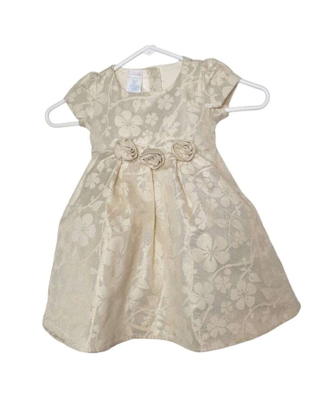 Wonder Kids Infant Girls Dress 18M Ivory Floral Brocade Elegant Party Outfit